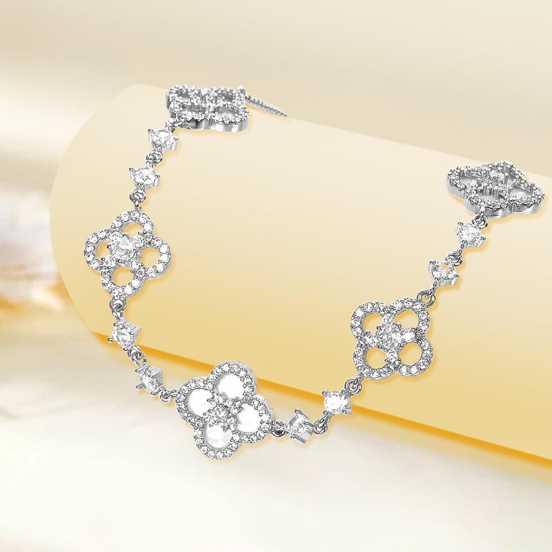 Sinebella Women's 18K Gold Plated Clover Bracelet with Natural Shell - Four Leaf Lucky Charm Dainty Link Bracelets Jewelry for Women, Trendy Birthday/Mother's Day Gift - Image 5
